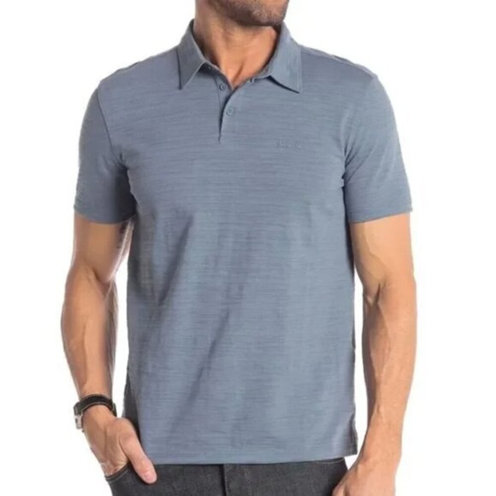 John Varvatos Polo Shirt Mens Size XL Variegated Stripe Short‎ Sleeve Textured